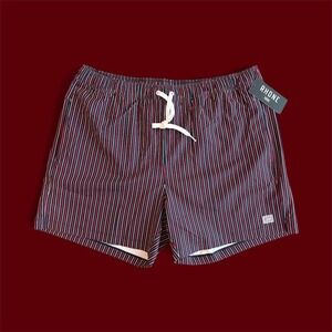 RHONE 5.5" R&R Swim Trunks Mens‎ X-Large Goji Berry/Navy/White Stripe NWT